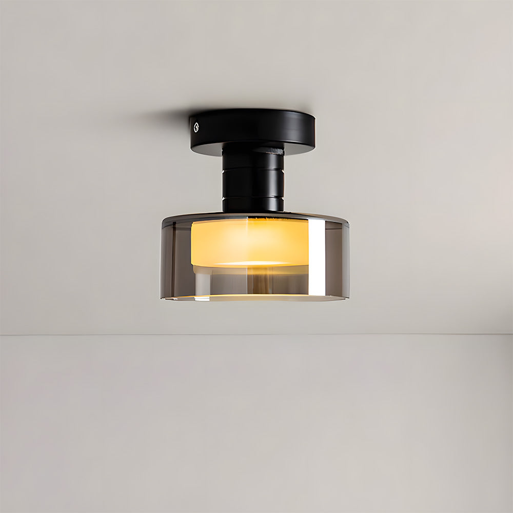 Glazen Smokey LED Plafondlamp – Compact Design voor Hal en Gang