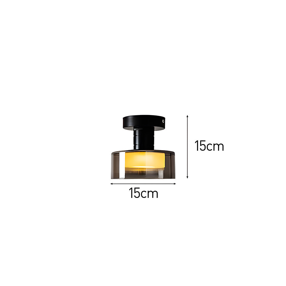 Glazen Smokey LED Plafondlamp – Compact Design voor Hal en Gang