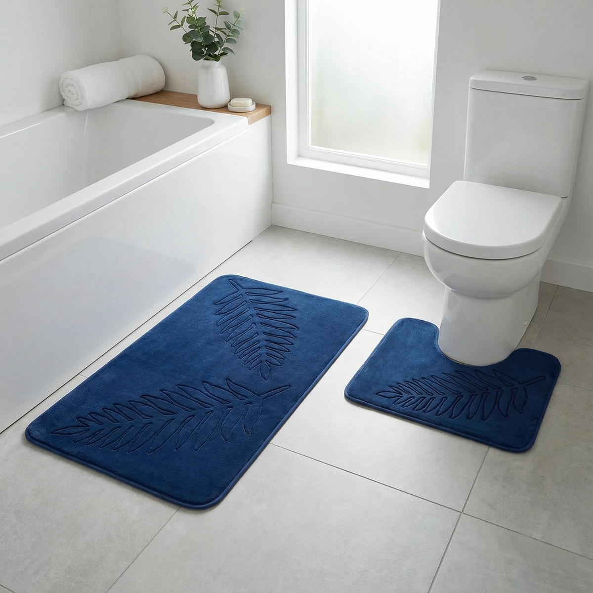 Nordic Leaf Badmatset | Scandinavisch Bladmotief 2-Delige Set