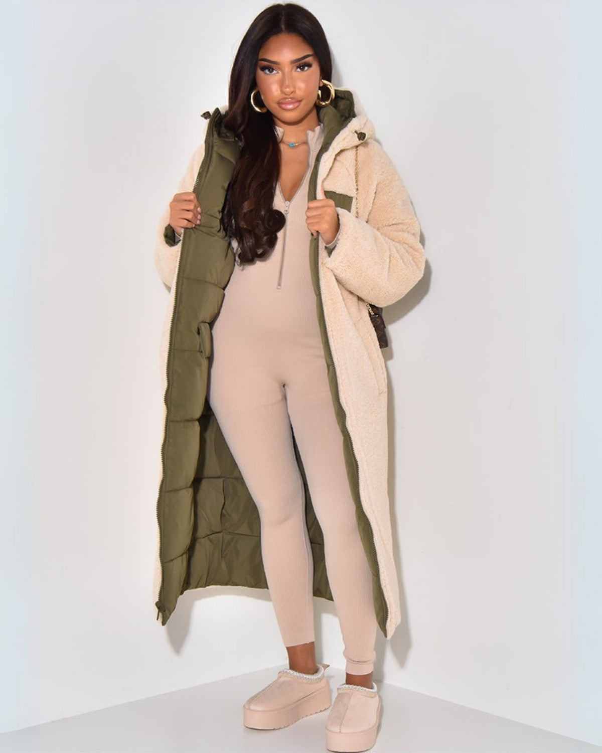 Manteau d’hiver réversible pour femme | Manteau long élégant