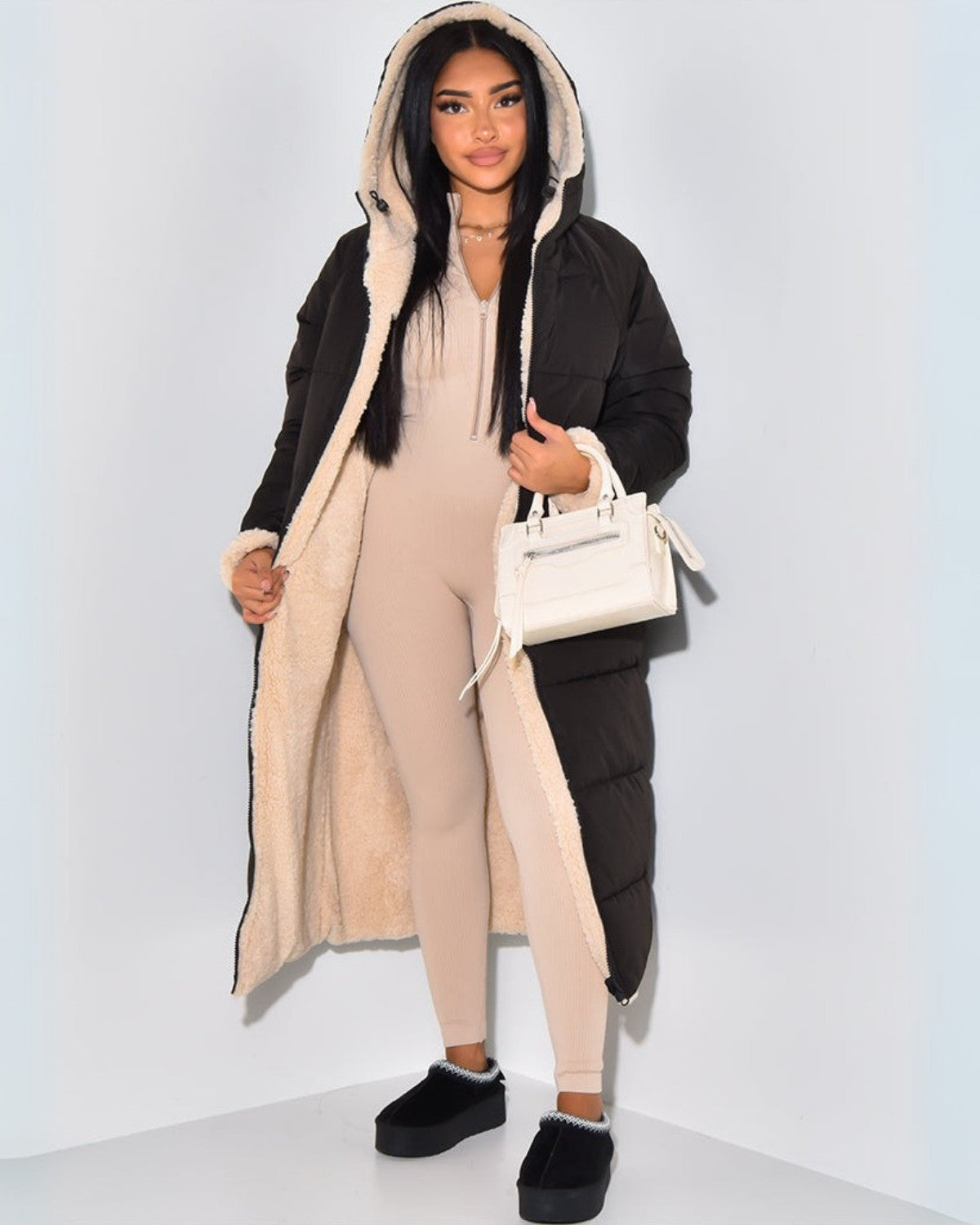 Manteau d’hiver réversible pour femme | Manteau long élégant
