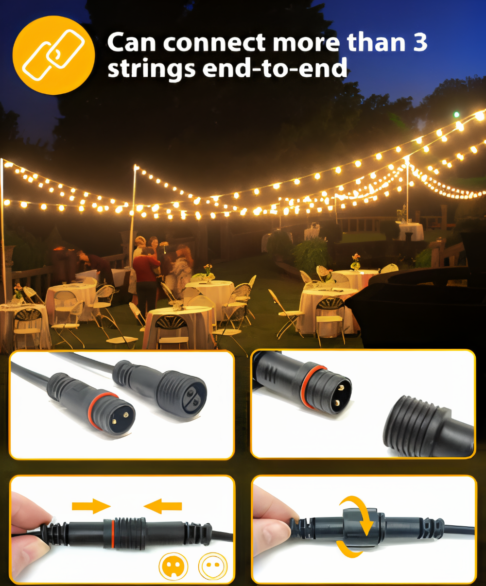 Buiten Lichtslinger met G40 Globe Lampen – Weerbestendige Tuin- & Terrasverlichting