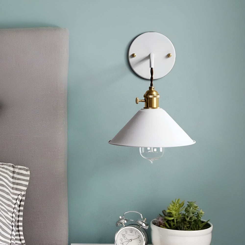 Retro Vintage Wandlamp | Metalen Wandlamp Met Kegelkap