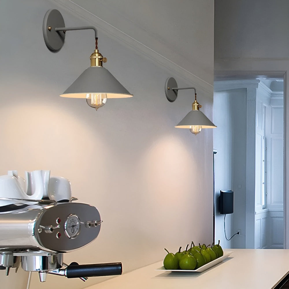 Retro Vintage Wandlamp | Metalen Wandlamp Met Kegelkap