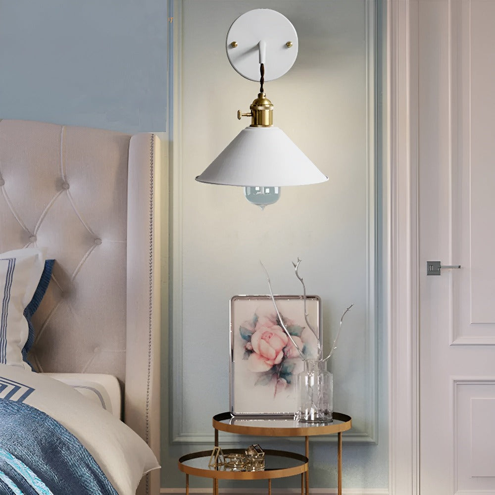 Retro Vintage Wandlamp | Metalen Wandlamp Met Kegelkap