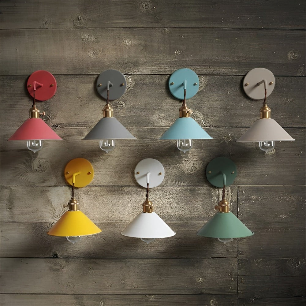 Retro Vintage Wandlamp | Metalen Wandlamp Met Kegelkap