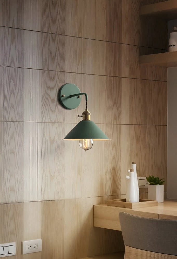 Retro Vintage Wandlamp | Metalen Wandlamp Met Kegelkap