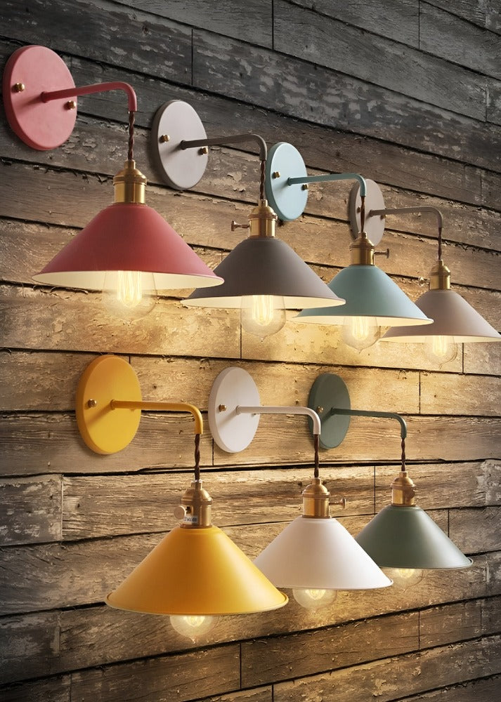 Retro Vintage Wandlamp | Metalen Wandlamp Met Kegelkap