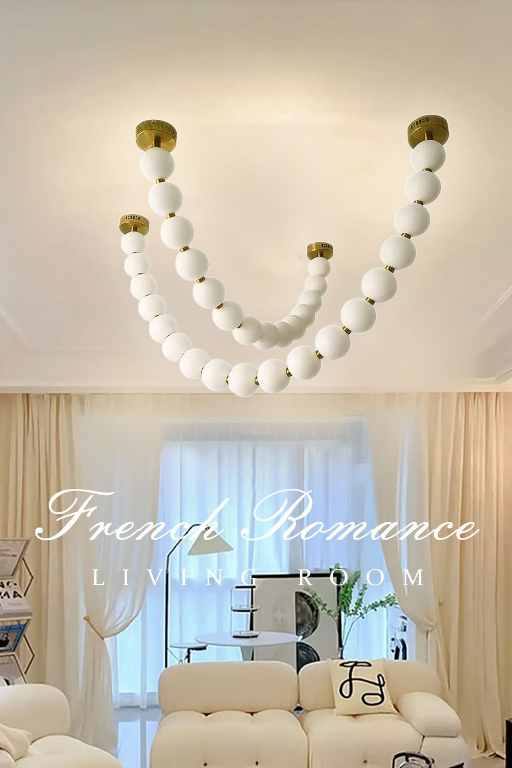Lampa wisząca Parelketting | Matowe szkło i lite mosiężne elementy LED
