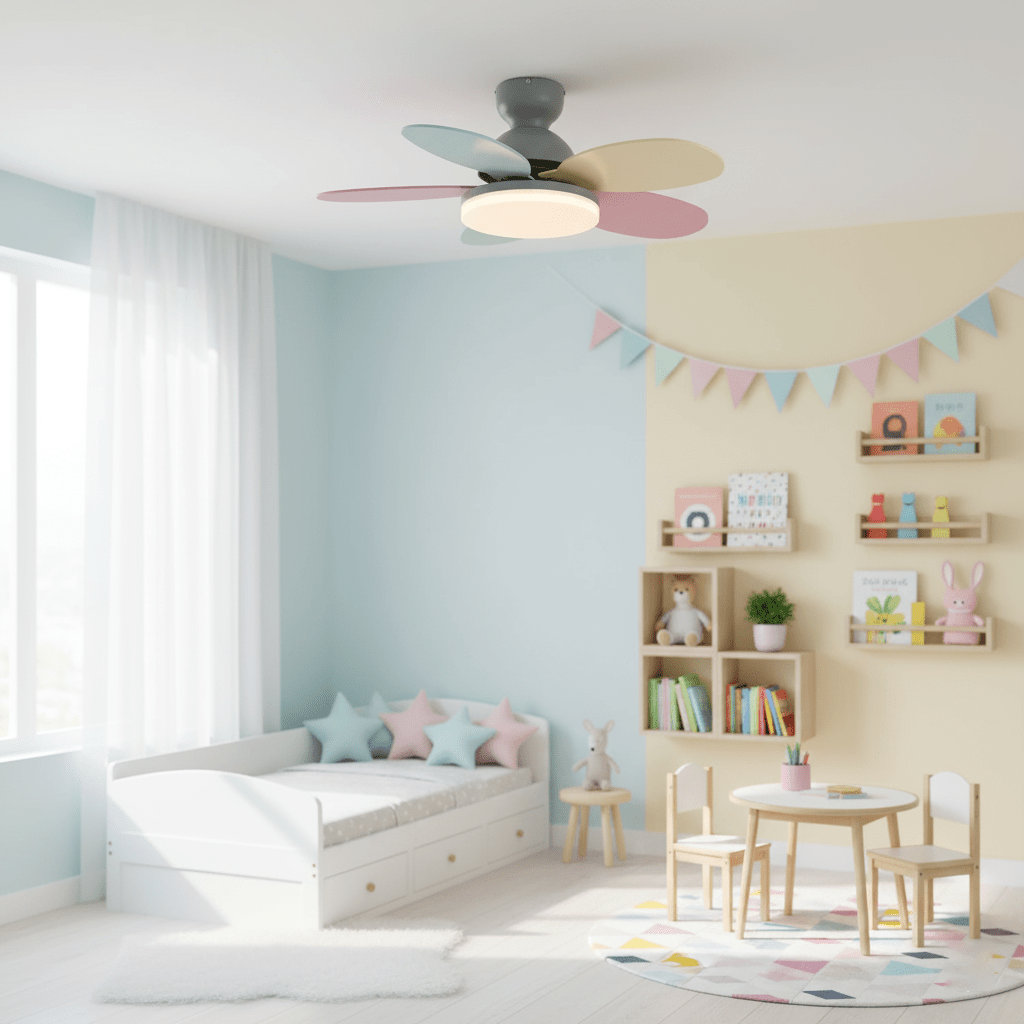 Petalo-plafondventilator met lamp | Houten ledplafondventilator met 6 bladen