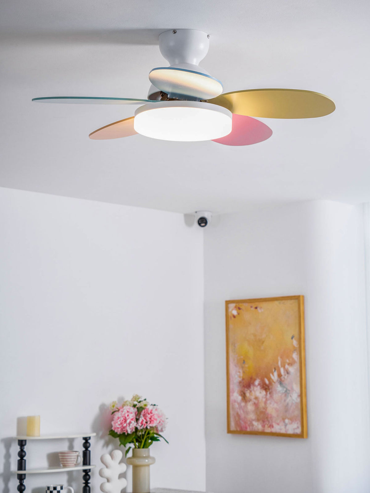 Petalo-plafondventilator met lamp | Houten ledplafondventilator met 6 bladen