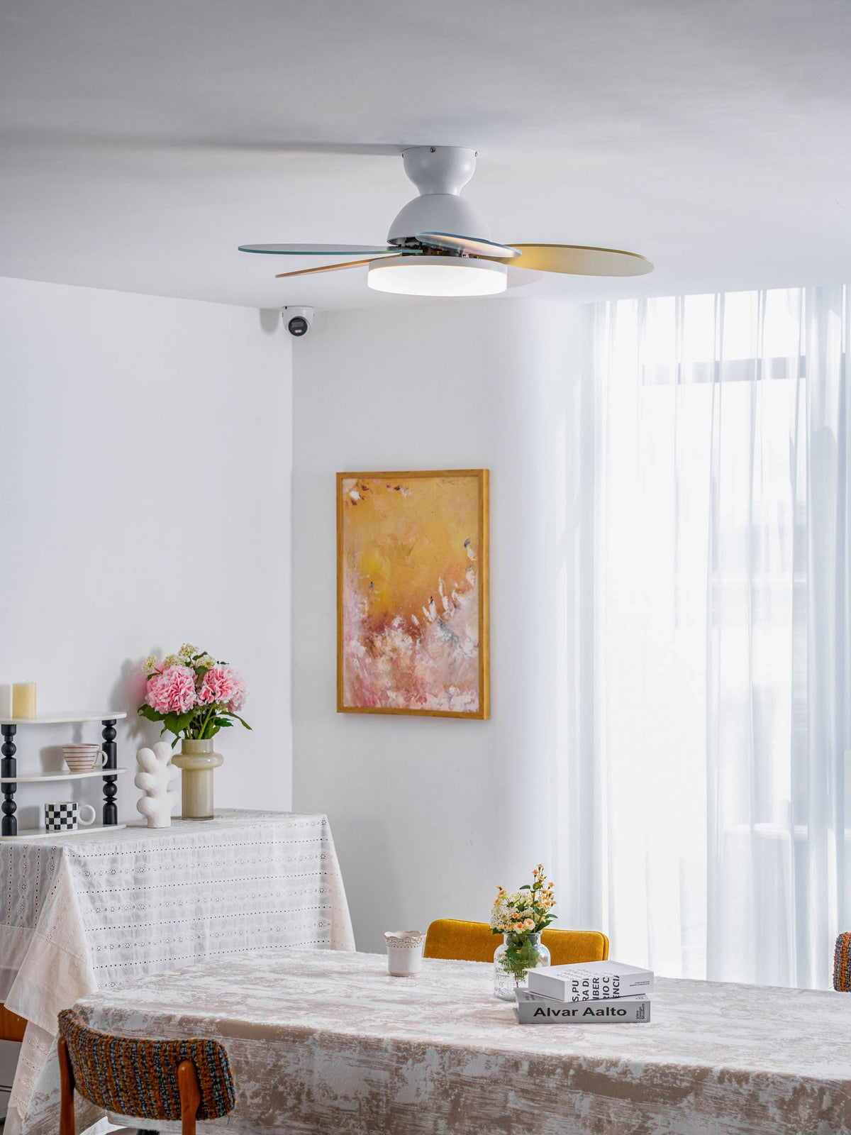 Petalo-plafondventilator met lamp | Houten ledplafondventilator met 6 bladen