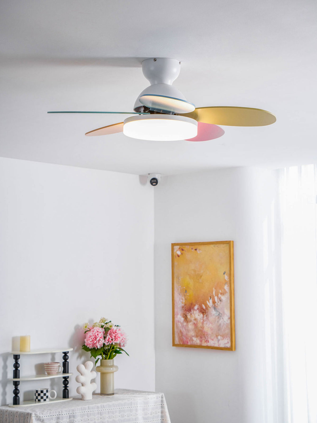 Petalo-plafondventilator met lamp | Houten ledplafondventilator met 6 bladen
