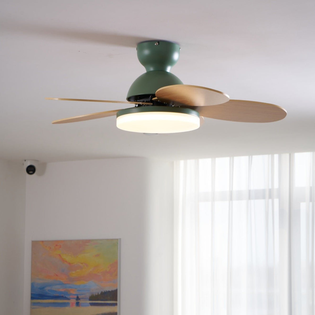 Petalo-plafondventilator met lamp | Houten ledplafondventilator met 6 bladen