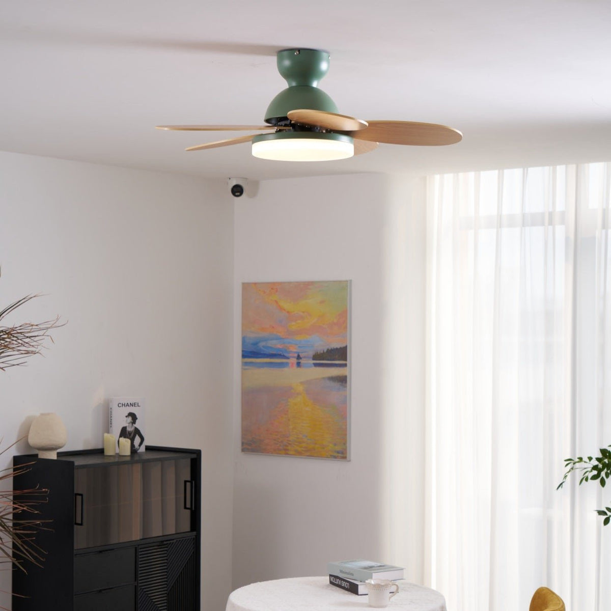 Petalo-plafondventilator met lamp | Houten ledplafondventilator met 6 bladen
