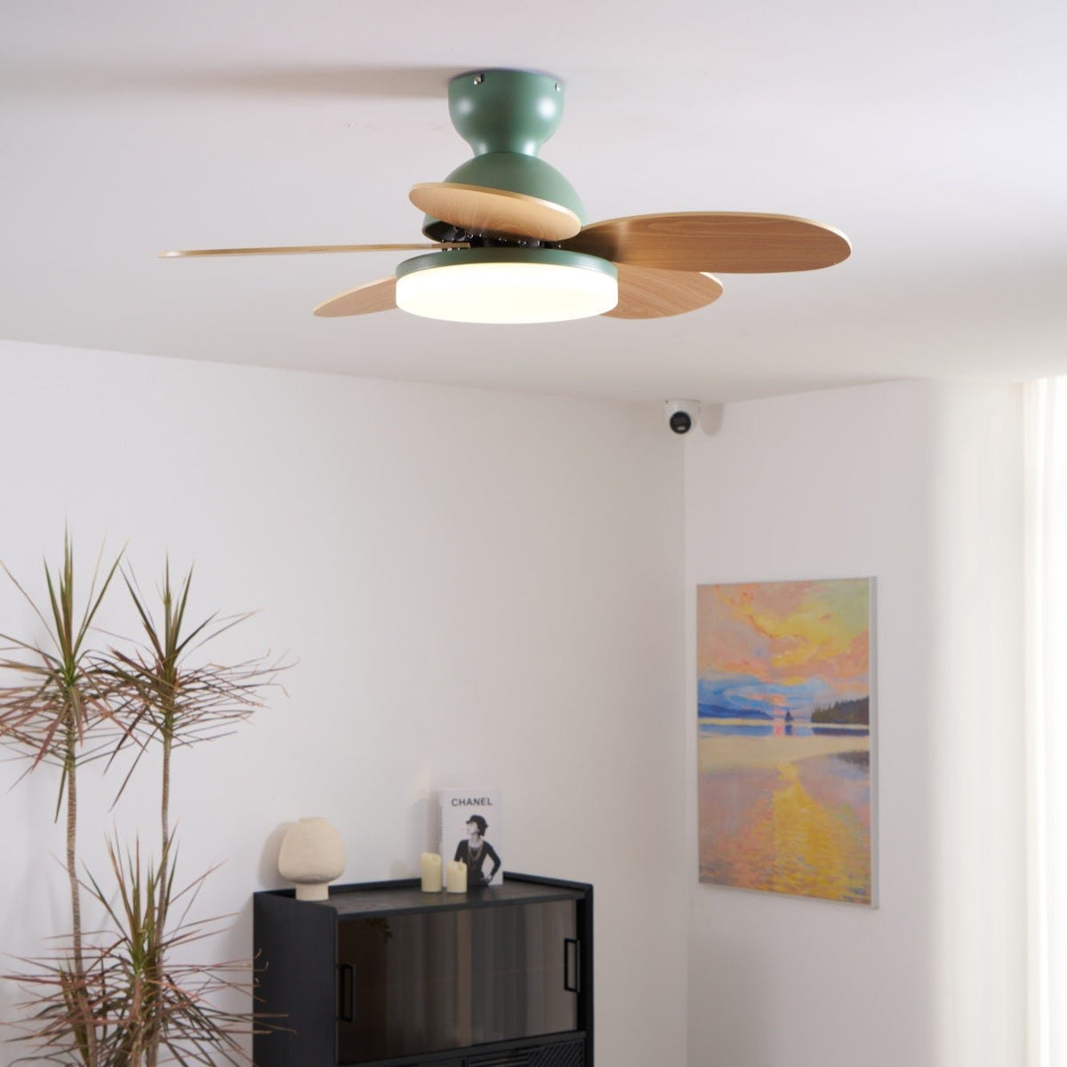Petalo-plafondventilator met lamp | Houten ledplafondventilator met 6 bladen