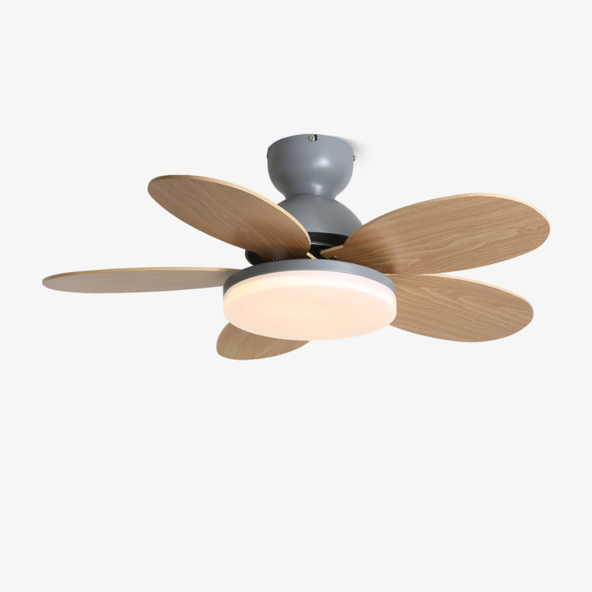 Petalo-plafondventilator met lamp | Houten ledplafondventilator met 6 bladen