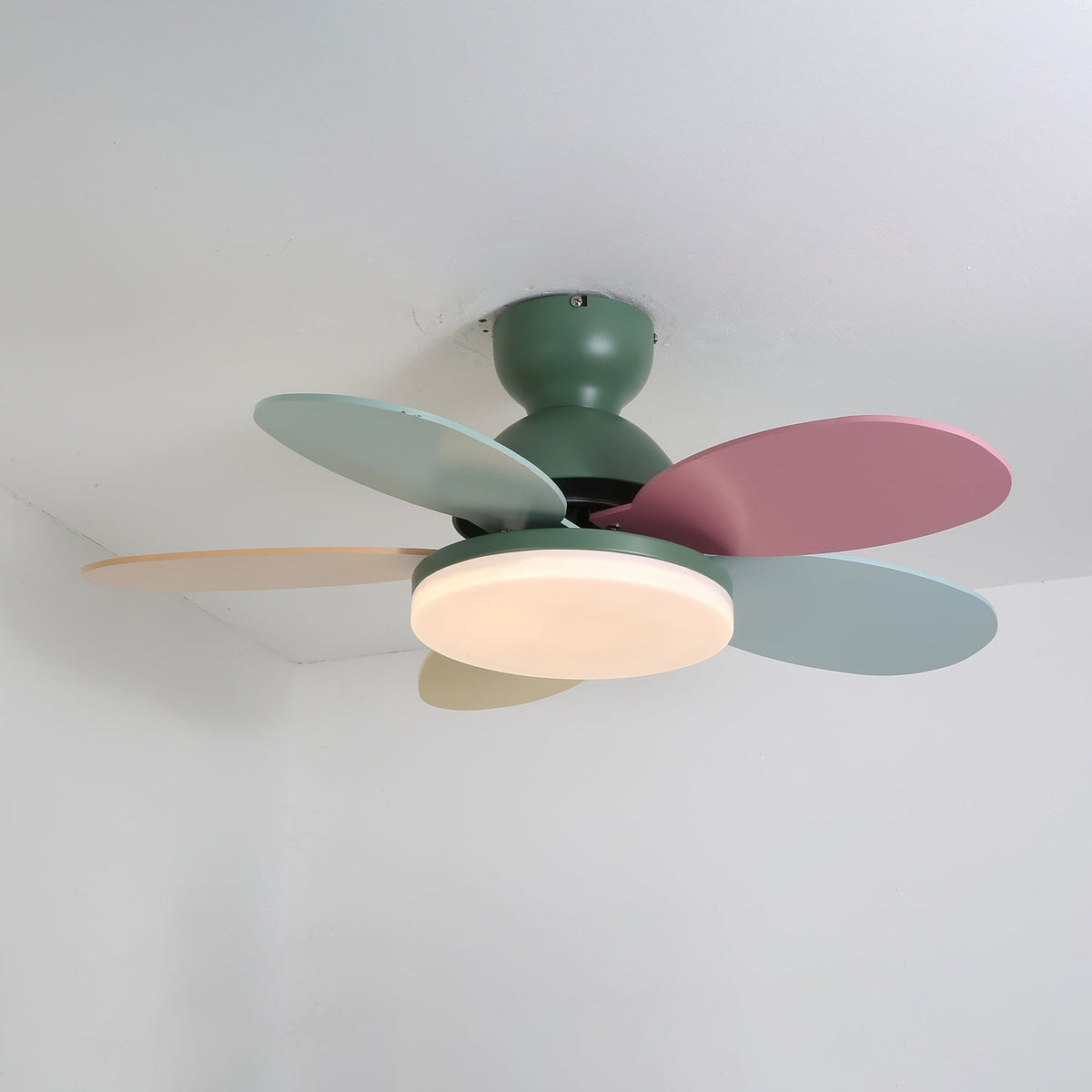 Petalo-plafondventilator met lamp | Houten ledplafondventilator met 6 bladen