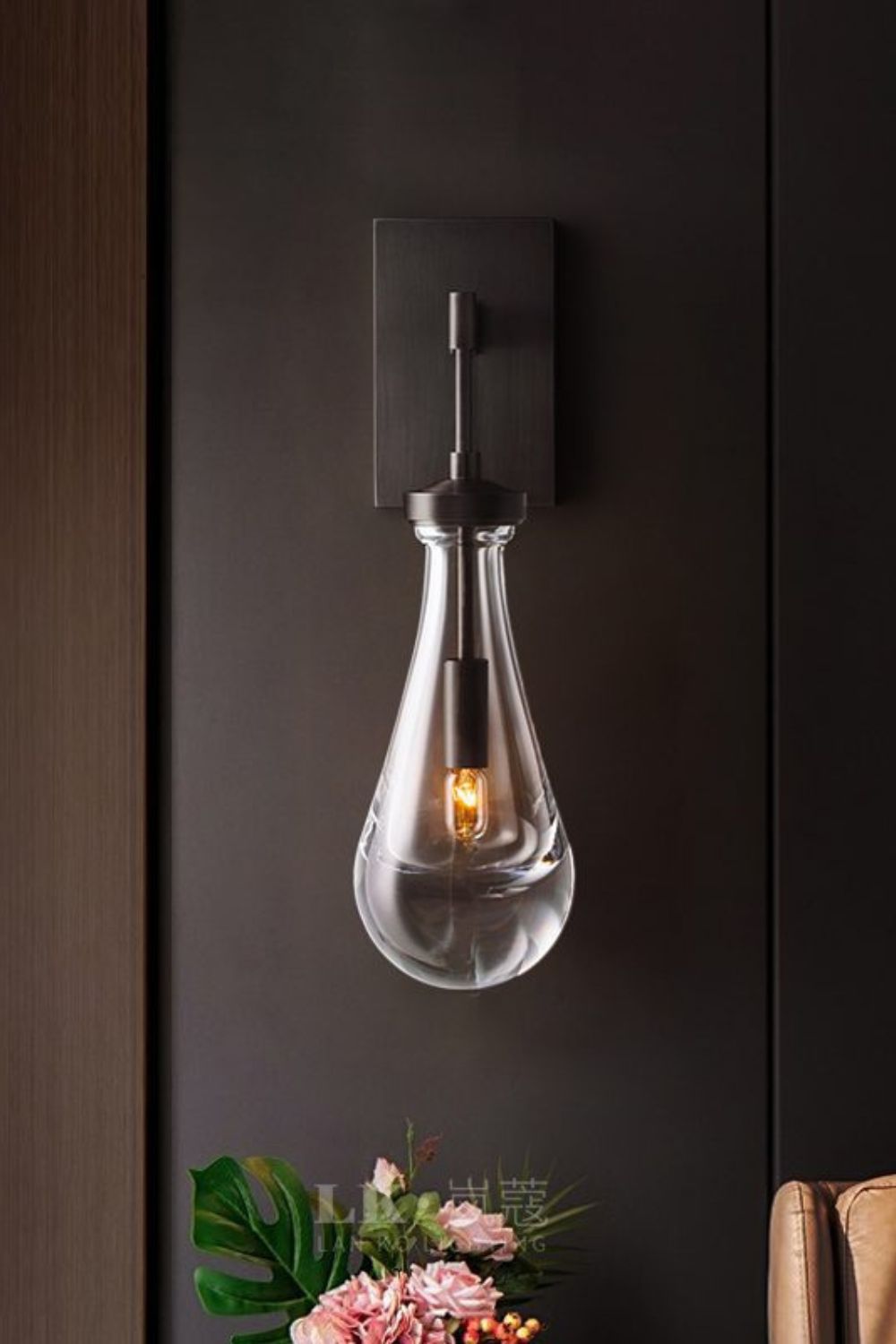 Lampa ścienna Rain | Kryształowa lampa ścienna E14 do wnętrz