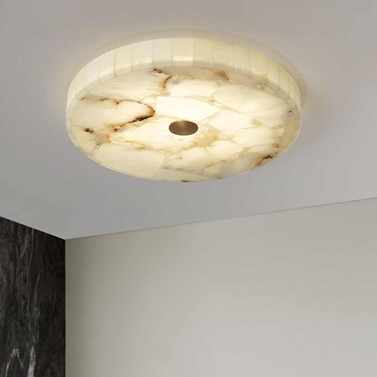 LED Loftlampe af Alabast – Rund & Slank