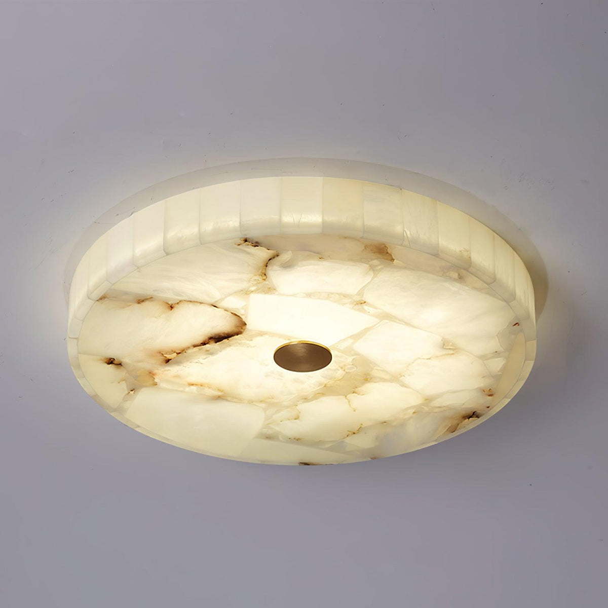 LED Loftlampe af Alabast – Rund & Slank