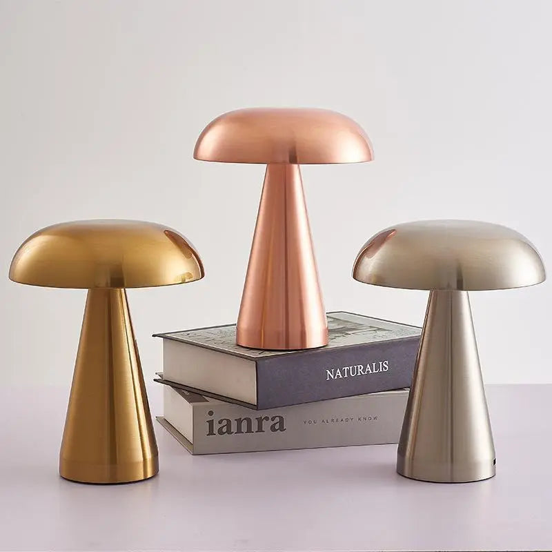 Metalen Paddenstoellamp | Oplaadbare Nordic LED Tafellamp