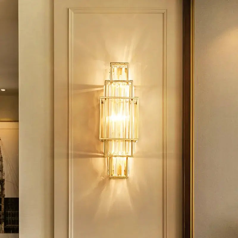 Art Deco Kristallen Wandlamp | Moderne Gouden Geometrische Lamp