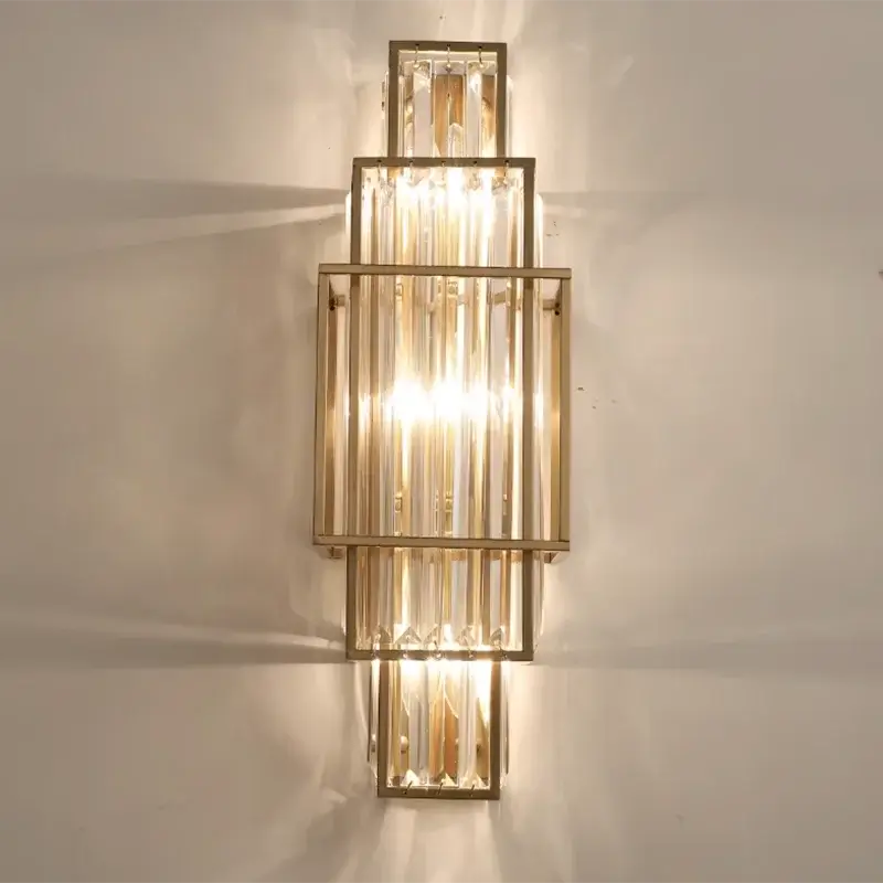 Art Deco Kristallen Wandlamp | Moderne Gouden Geometrische Lamp