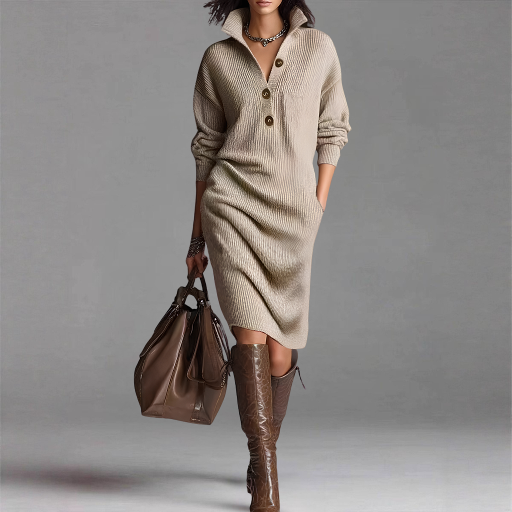 Trui Jurk Met Lange Mouwen | Warme Casual Winterjurk