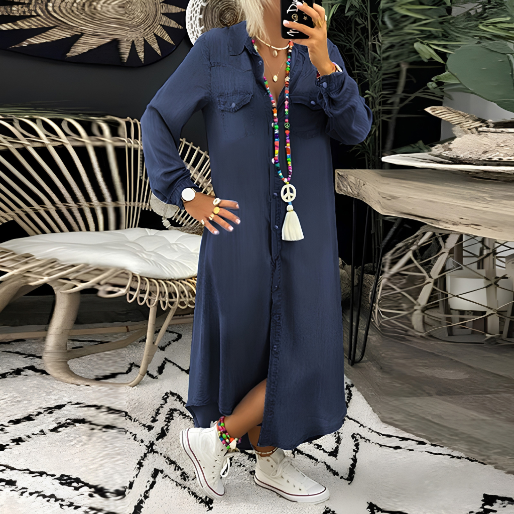 Robe-chemise en denim pour femme | Robe confortable et polyvalente