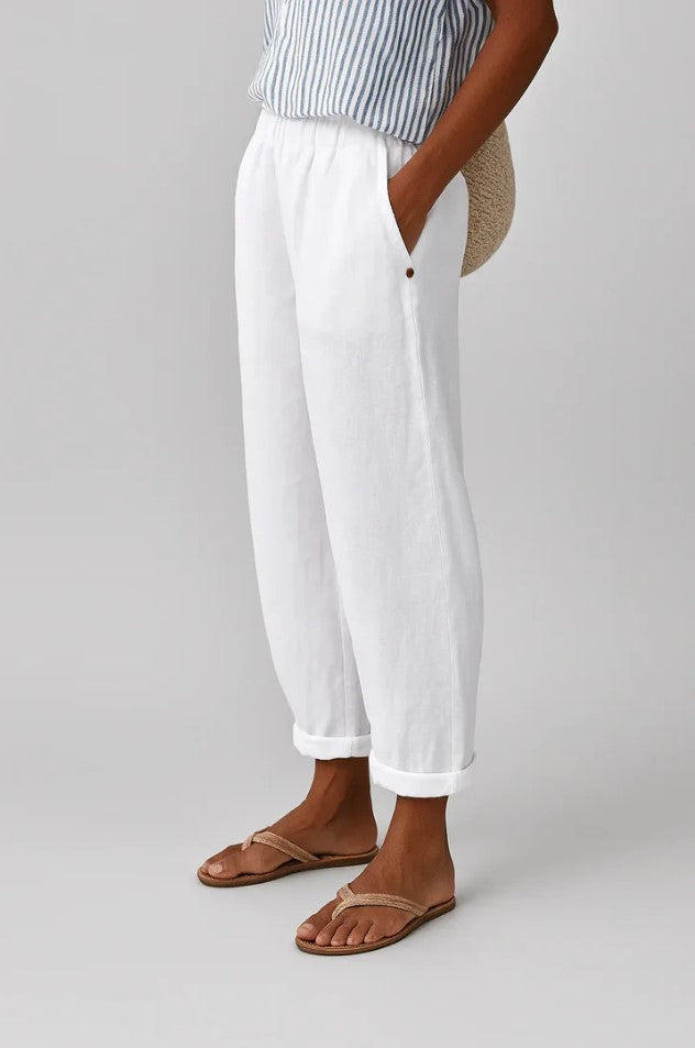 Pantalon pour femme à effet lin | Pantalon droit décontracté