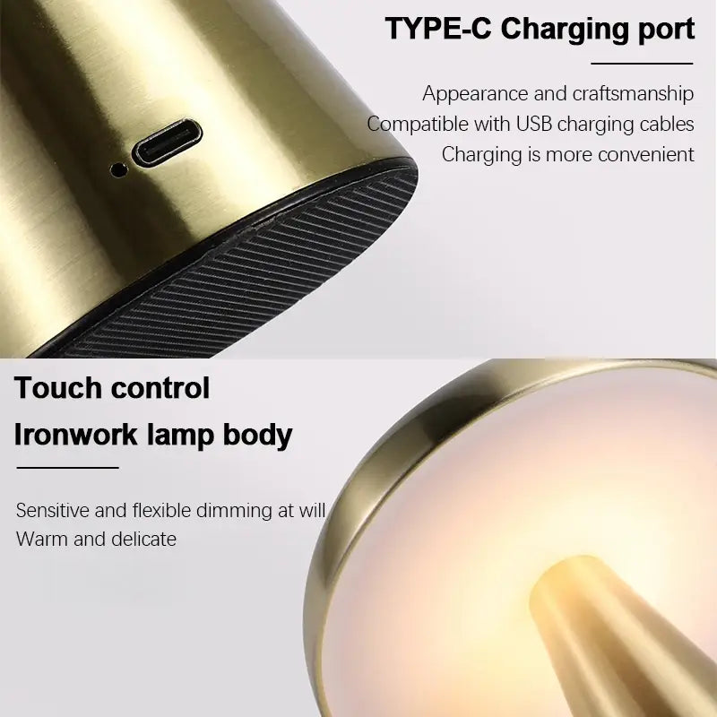 Metalen Paddenstoellamp | Oplaadbare Nordic LED Tafellamp