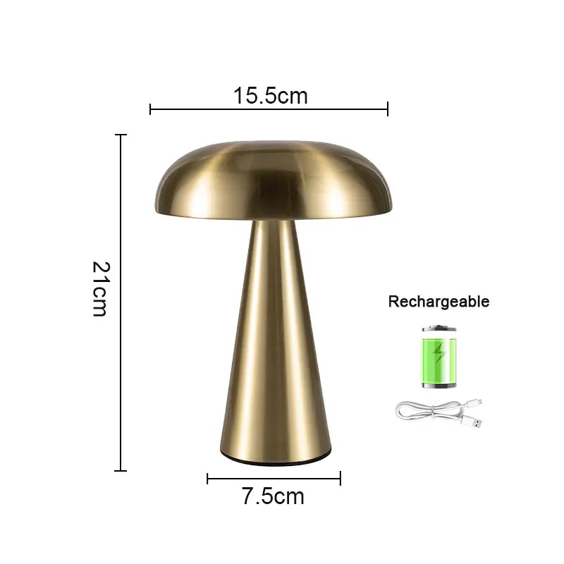 Metalen Paddenstoellamp | Oplaadbare Nordic LED Tafellamp