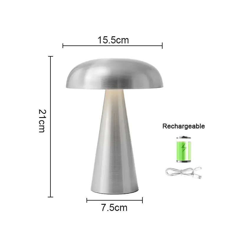 Metalen Paddenstoellamp | Oplaadbare Nordic LED Tafellamp