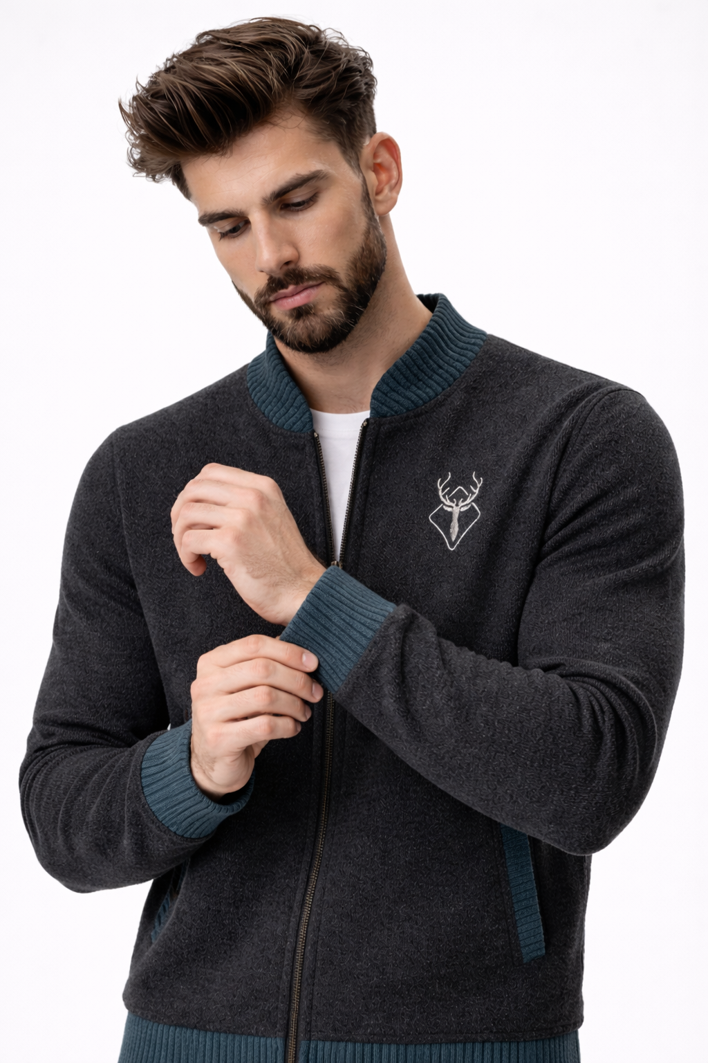 Vest til mænd med lynlås i blød polyester | Let casual-trøje