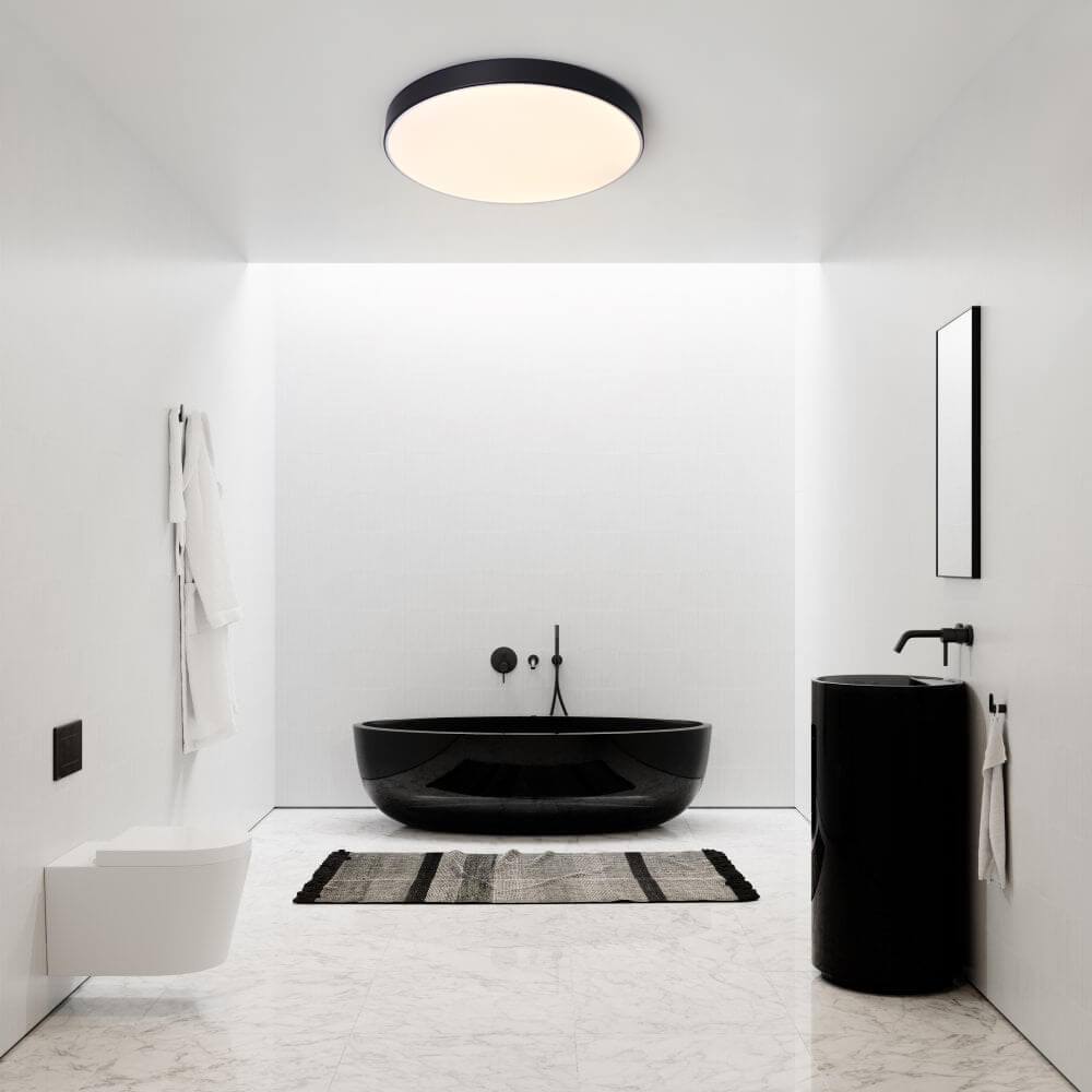 Erda – Moderne LED loftslampe med akrylskærm (sort, 40/50 cm)