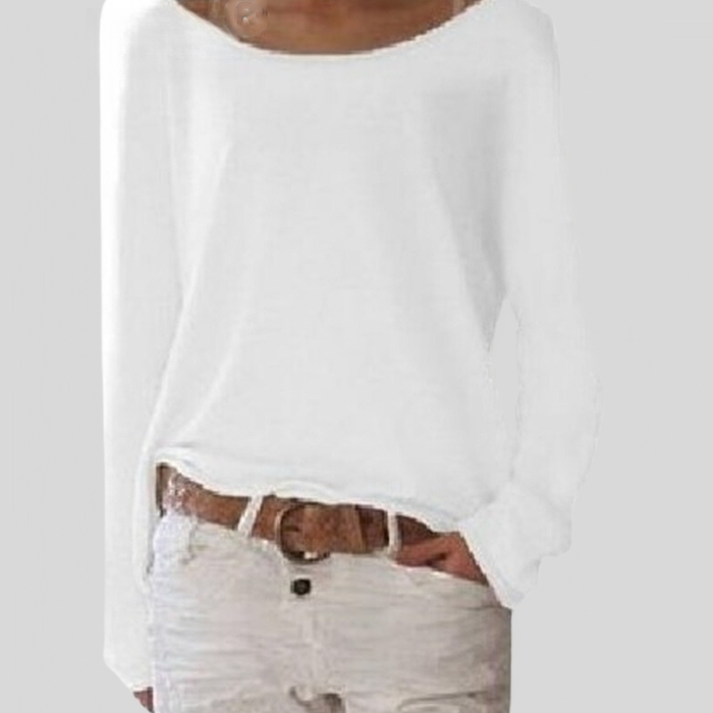 Dames Losvallende Boothals Top – Comfortabele Top met Lange Mouwen