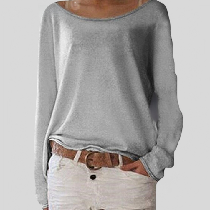 Dames Losvallende Boothals Top – Comfortabele Top met Lange Mouwen