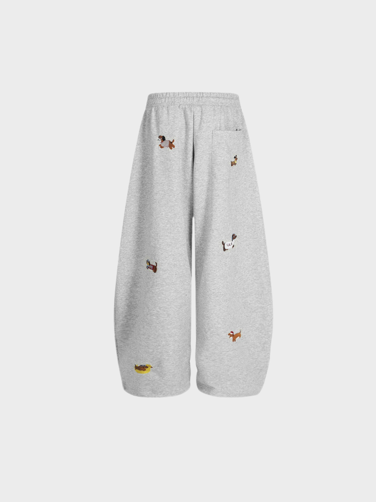 Women's Barrel-Leg Joggers | High-Waisted with Embroidered Dog