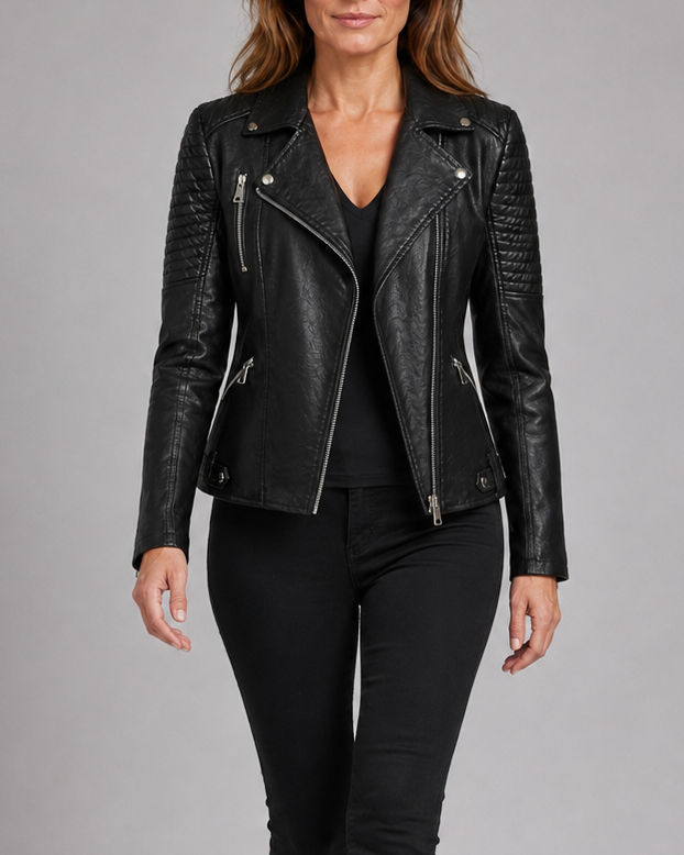 Dames Bikerjack | Asymmetrisch Motojack Met Ritssluiting En Reverskraag
