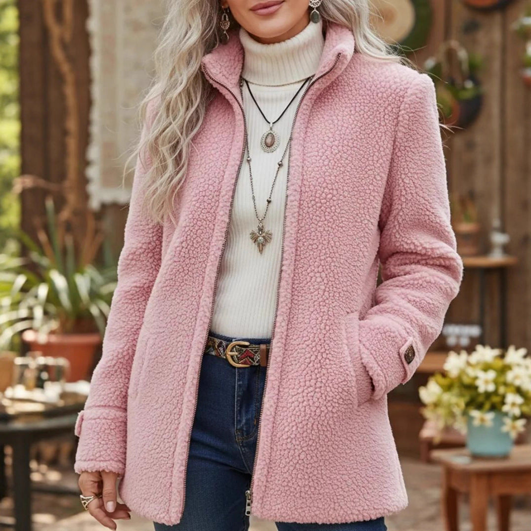 Dames Fleece Jasje Met Ritssluiting | Losse Pasvorm Met Opstaande Kraag