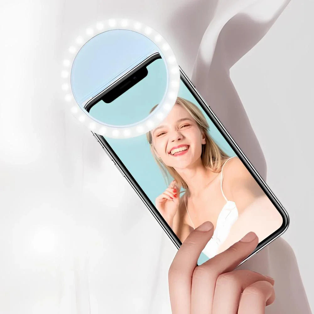 Selfie-ringlys – Kompakt Clip-On Lampe til Perfekte Fotos & Videoer