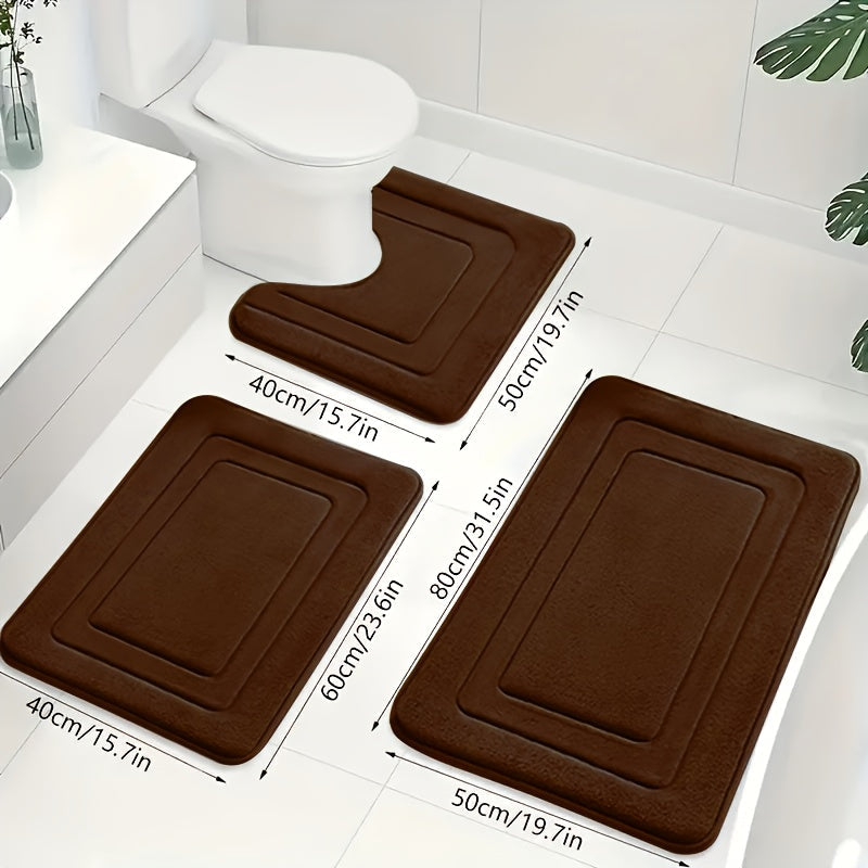 Set de Alfombrillas de Baño de Espuma Viscoelástica de Lujo – Juego de 3 Piezas Suaves, Absorbentes y Antideslizantes