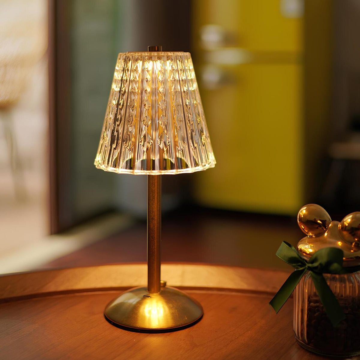 Gouden kristallen draadloze tafellamp met touch-dimming