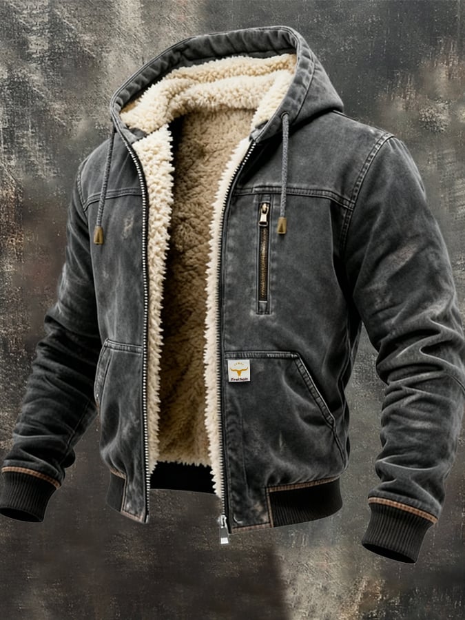 Abrigo térmico para hombre con forro de sherpa | Abrigo de invierno vintage