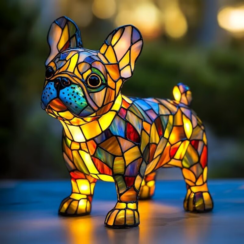 Kleurrijke Hondenlamp Van Hars | Decoratieve Dierenlamp