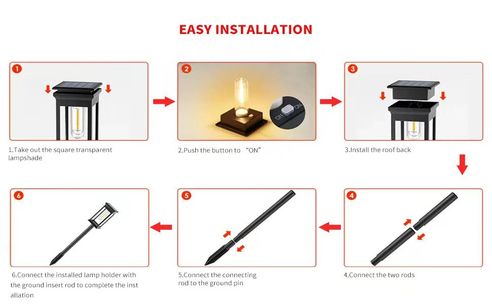 Solar Buitenlamp Voor Binnenplaats | Waterdichte Warme Tuinlamp