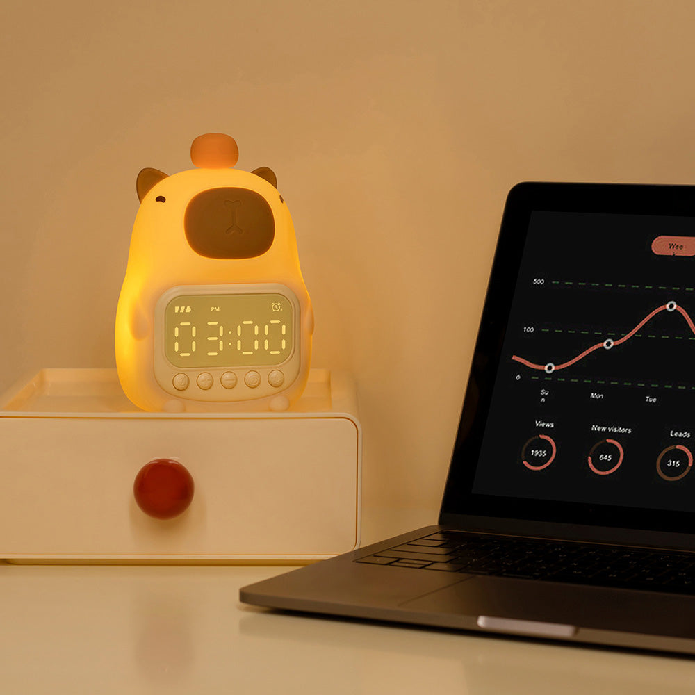 Capy - Capibara Nachtlamp met Wekker en LED Tap-bediening