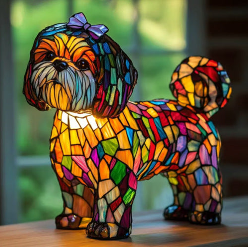 Kleurrijke Hondenlamp Van Hars | Decoratieve Dierenlamp