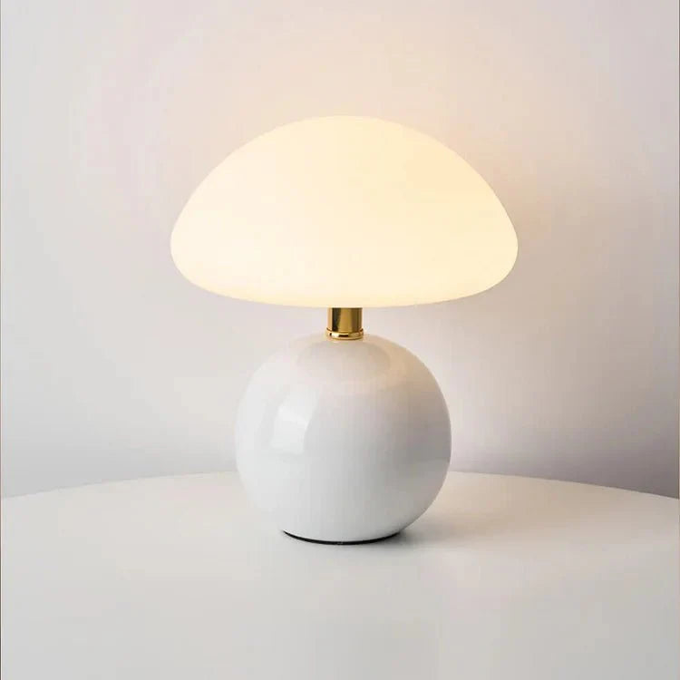 Svampelampe i Keramik & Mat Glas med Dæmpbar LED-belysning
